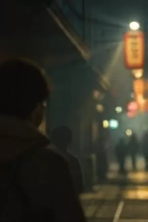 《雨月记事》海报，雨幕中的石阶与一柄收起的油纸伞